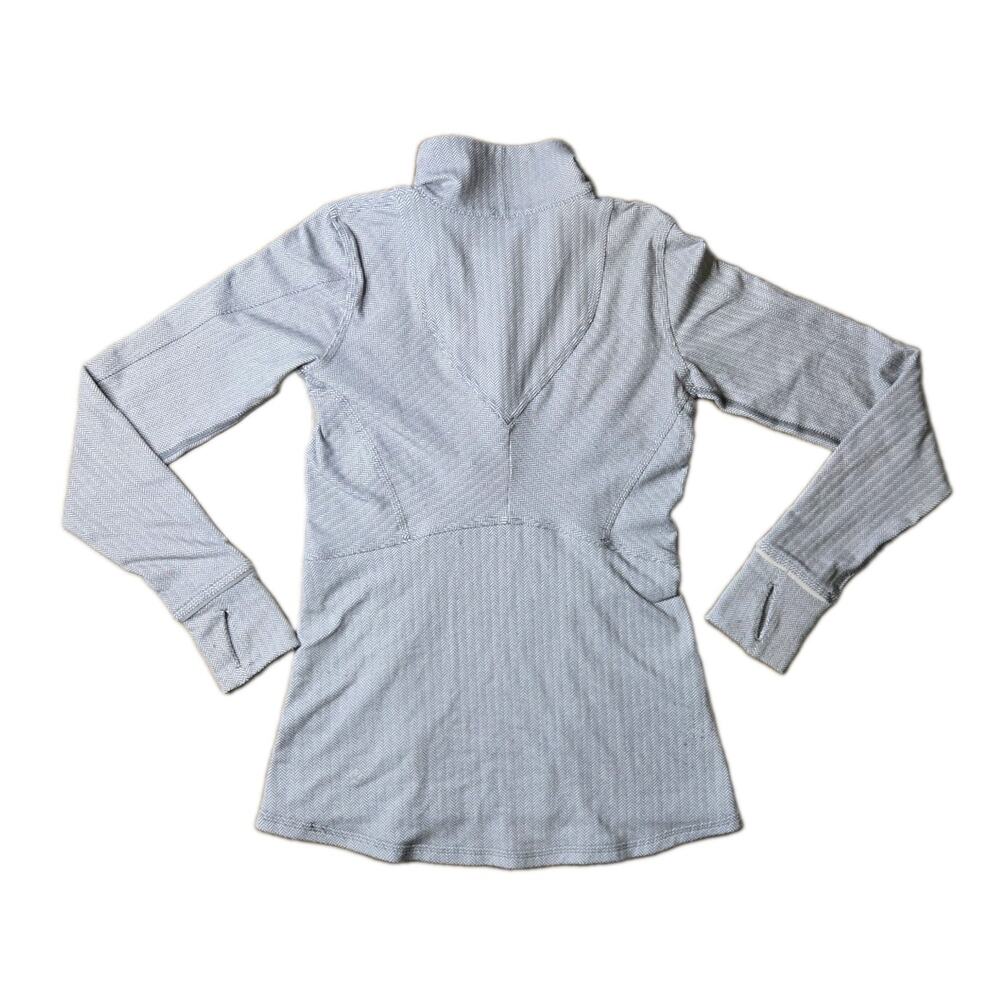 Lululemon Grey White Herringbone Kanto Catch Me Half Zip Pullover Thumbhole Sz 4 - Picture 4 of 8